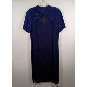 Liz & Me Mesh Cutout Sweatheart Short Sleeve Velvet Purple Maxi Dress Size 18W
